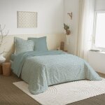 Parure de couette 4 pi�ces r�versible 260 x 240 cm celeste glacier pour lit 160 x 200 cm coton pur