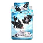 Dragons - parure de lit b�b� en coton - bleu / blanc - 100 x 135 cm