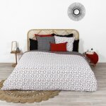 Parure de couette bengal - noir et rouge - 100% coton - 57 fils / cm� - 260 x 240 cm