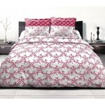 Parure de couette home linge passion frise - bordeaux - 100% coton 57 fils