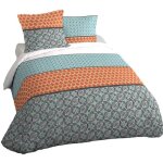 Parure de couette - kama - 260x240 coton 57 fils - bleu - fentes passe main