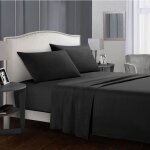 Parure de couette - noir - 4 pi�ces - drap plat 205x243 cm - couvre - lit 137x190 cm - taies 50x76 cm ...