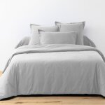 Parure de drap 180x290 cm 3 pices avec drap housse 90x190 cm coton gris clair