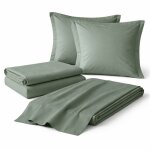 Parure de drap 4 pi�ces en coton 57 fils 140 x 190 cm c�dre ? drap - housse drap plat et 2 taies d?oreiller ...