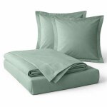Parure de drap 4 pi�ces en coton 57 fils 140 x 190 cm tilleul ? drap - housse drap plat et 2 taies d?oreiller ...