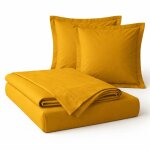 Parure de draps 4 pi�ces en coton 57 fils 160 x 200 cm curry ? drap - housse drap plat et 2 taies d?oreiller ...