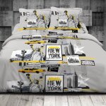 Parure de draps coton new york gris - drap - housse - 160x200cm