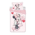 Disney - parure de lit en coton minnie : coeurs - 140 x 200 cm