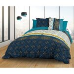 Parure drap plat + drap - housse 140x190 + 2 t - pur coton 57 fils - biarritz