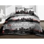 Parure drap plat + drap - housse 140x190 + 2 taies - pur coton 57 fils - new york