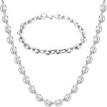 Parures fantaisie - yadoca - grain caf - collier 56cm - bracelet 21cm - hommes femmes - argent or