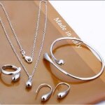 Parure gouttes deau plaqu argent
