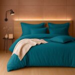 Parure housse de couette 2 pers 260x240 percale de coton - percale emeraude