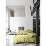 Parure de housse de couette 3pcs 240x220cm lin lav� 160g beurre