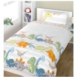 Parure housse de couette - dinosaure animaux - 50% coton 50% polyester - blanc orange et bleu - style ... Parure housse de couette - dinosaure animaux - 50% coton 50% polyester - blanc orange et bleu - style ...