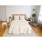 Parure housse de couette - home collection - 240x220 cm - 100% microfibre - effet flanelle - crème Parure housse de couette - home collection - 240x220 cm - 100% microfibre - effet flanelle - crème
