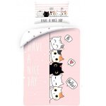 Parure housse de couette - kitties - 100x135 cm - coton - rose - enfant