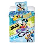 Parure housse de couette - disney - mickey donald et goofy - bleu - 140x200 cm - licence officielle