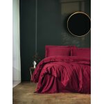 Parure de lit - 1 housse de couette 140 x 200cm + 1 taies doreiller 60 x 60 cm - satin - rouge bordeaux ...