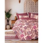 Parure de lit - 1 housse de couette 220 x 240 cm + 2 taies doreiller 60 x 60 cm - 100% coton renforc ...