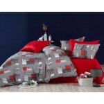 Parure de lit - 1 housse de couette 220 x 240 cm + 2 taies doreiller 60 x 60 cm - 100 % polyester microsatin ...