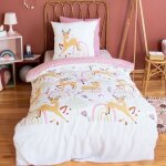 Parure de lit 140x200 cm enfant réversible - housse de couette + 1 taie doreiller motif biche et feuillage ... Parure de lit 140x200 cm enfant réversible - housse de couette + 1 taie doreiller motif biche et feuillage ...