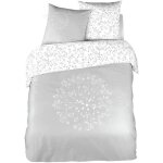 Parure de lit - cote deco - bourgeon - gris - housse de couette 240x220 cm - 2 taies 63x63 cm