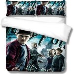 Parure de lit 2 personnes harry potter - housse de couette 200x200 cm + 2 taies 50x75 cm