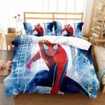 Parure de lit avec 2 taie oreiller spiderman super hero avengers housse couette ado garon 3 pices 200x200cm[ ...