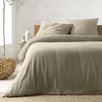 Parure de lit 240 x 220 cm double gaze coton uni 57 fils angelia sable