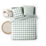 Douceur dint�rieur ? parure de lit 3 pi�ces 240 x 220 cm vichy sauge en 100% coton r�versible