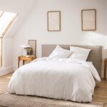 Parure de lit 3 pices 260 x 240 cm en fils teints lavs unis ? meline blanc (60 fils)