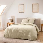 Parure de lit 3 pices 260 x 240 cm en fils teints lavs unis ? meline sable (60 fils)