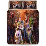 Parure de lit 3 pi�ces pour enfant avec housse de couette toy story woody buzz l�clair rex avec 2 taies ...