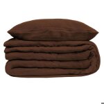 Parure de lit 3 pi�ces flora gaze de coton marron 260x240cm - atmosphera cr�ateur dint�rieur