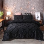 Parure de lit 3 sets de 220x240cm 100% polyester housse de couette noir