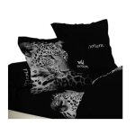 Parure de lit 6 pi�ces - eden - wild leopard - noir et blanc - tissage 42 fils / cm� - fermeture boutons ...