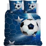 Parure de lit 90x190 enfant football bleu housse de couette 1 personne imprim�e des sports housses de ...