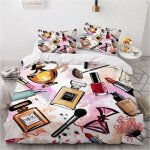 Parure de lit ado fille - marque - parfum - housse de couette et 2 taies doreiller - microfibre 220x240 ...