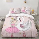 Parure de lit pour ado fille - princesse & cygne - rose - housse de couette avec fermeture �clair - 220x240 ...