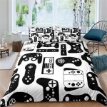 Parure de lit ado gar�on enfant gamepad motif microfibre housse de couette gamer console de jeu ado 200x200cm ...