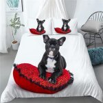 Parure de lit adulte bouledogue franais noir housse de couette avec fermeture clair doux 200x200 cm ...