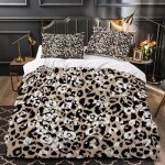 Parure de lit adulte imprim lopard housse de couette + 2 taies doreillers 200x200cm[379]