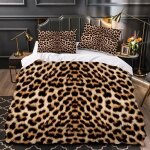 Parure de lit adulte imprim� l�opard housse de couettes avec fermeture �clair brun �l�gant moderne ensemble ...