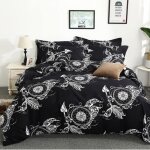 Parure de lit adulte plume noire housse de couette avec fermeture �clair doux housse de couette 140x200 ...