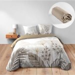 Parure de lit bastille - housse de couette 240x220 cm + drap - housse beige 140x190 cm