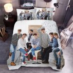 Parure de lit bts bangtan boys - housse de couette 3d avec fermeture clair et taies doreiller - 140x200cm ...