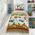 Parure de lit - camion / tracteur - 140x200 cm - housse de couette - taie doreiller - lavable en machine ... Parure de lit - camion / tracteur - 140x200 cm - housse de couette - taie doreiller - lavable en machine ...