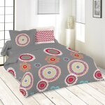 Parure de lit - colima - 240 x 260 cm - 100 % coton - 2 taies doreiller - multicolore