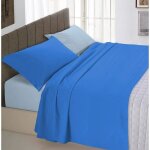 Parure de lit complète - italienne - 100% coton - drap de dessus et dessous - taies doreiller - bleu Parure de lit complète - italienne - 100% coton - drap de dessus et dessous - taies doreiller - bleu